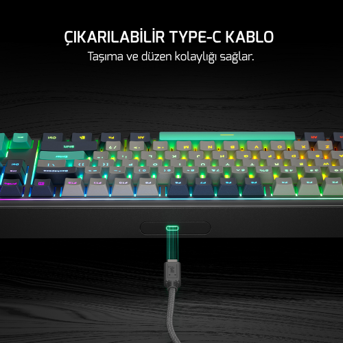 GamePower Zoom RGB Kablolu Mekanik Siyah Gaming Klavye