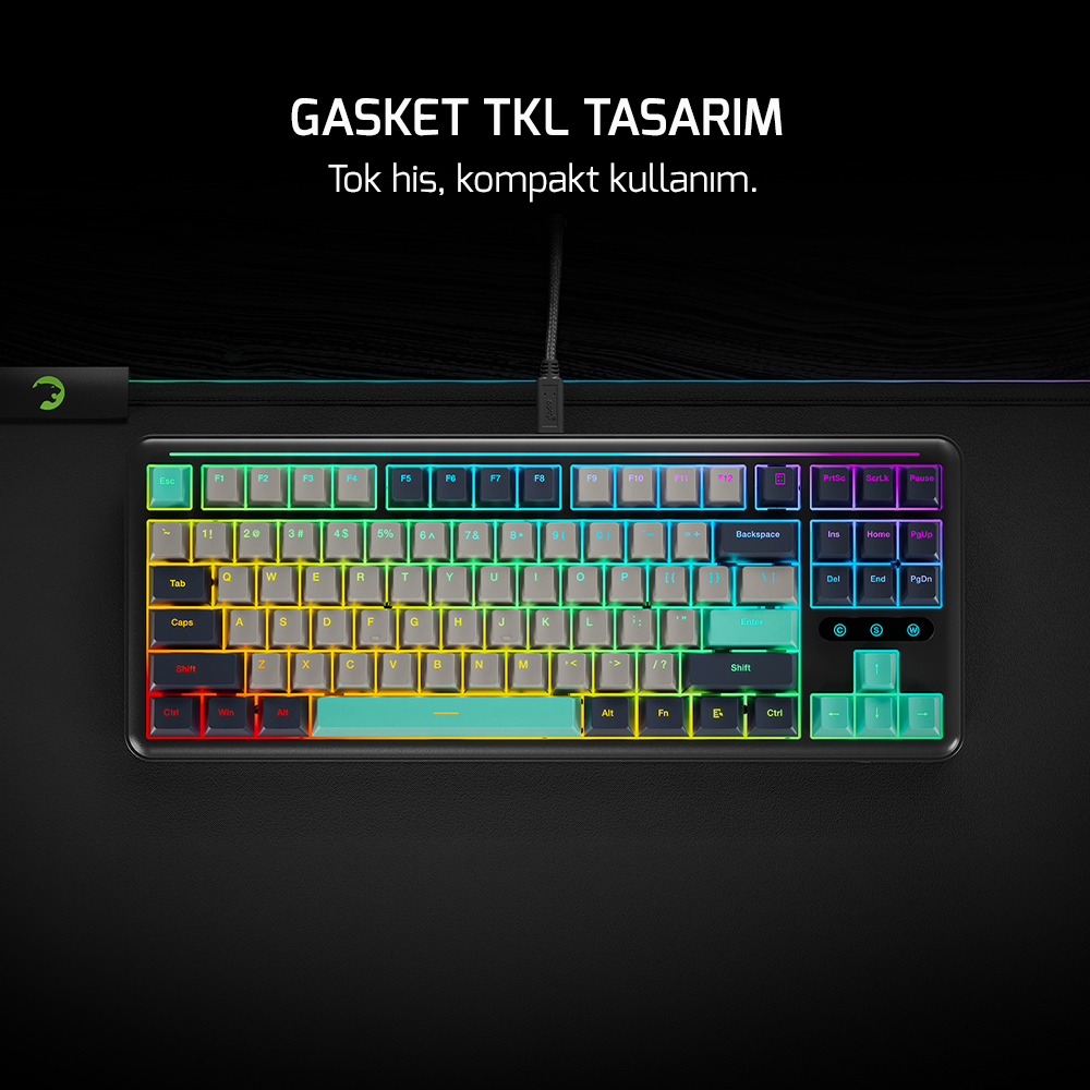 GamePower Zoom RGB Kablolu Mekanik Siyah Gaming Klavye