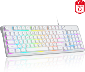 MageGee GK980 98 Tuş RGB Kablolu Membran Gaming Beyaz Klavye