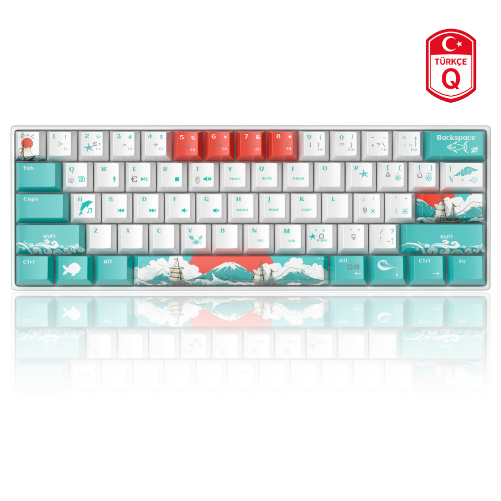 MageGee Star61 Waves %60 Hot-Swap Kablolu Mekanik Beyaz Gaming Klavye