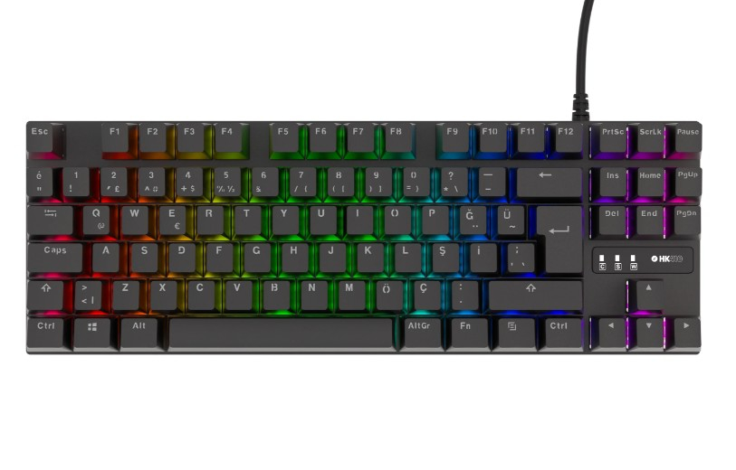 Hawk HK410 Mekanik Mavi Switch 19 Mod RGB Kablolu Siyah TKL Türkçe Gaming Oyuncu Klavye