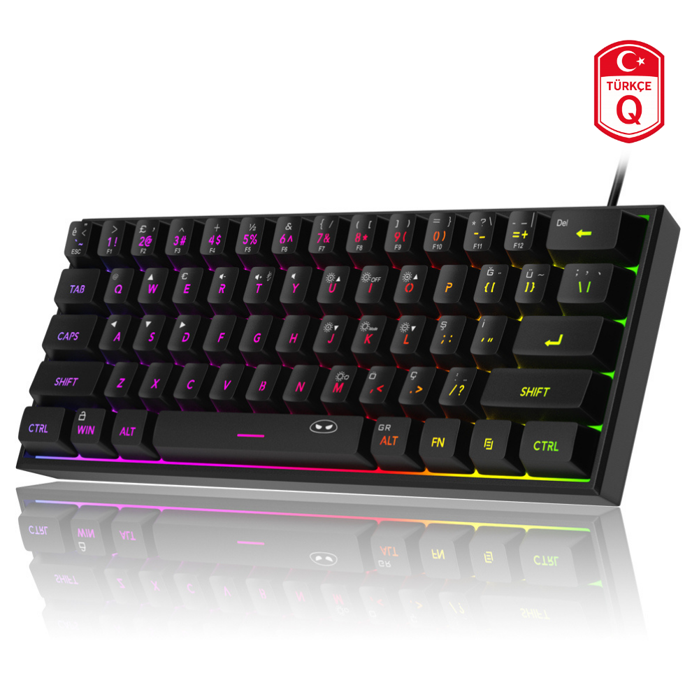 MageGee TS91 61 Tuş RGB Kablolu Siyah Membran Türkçe Q Gaming Klavye