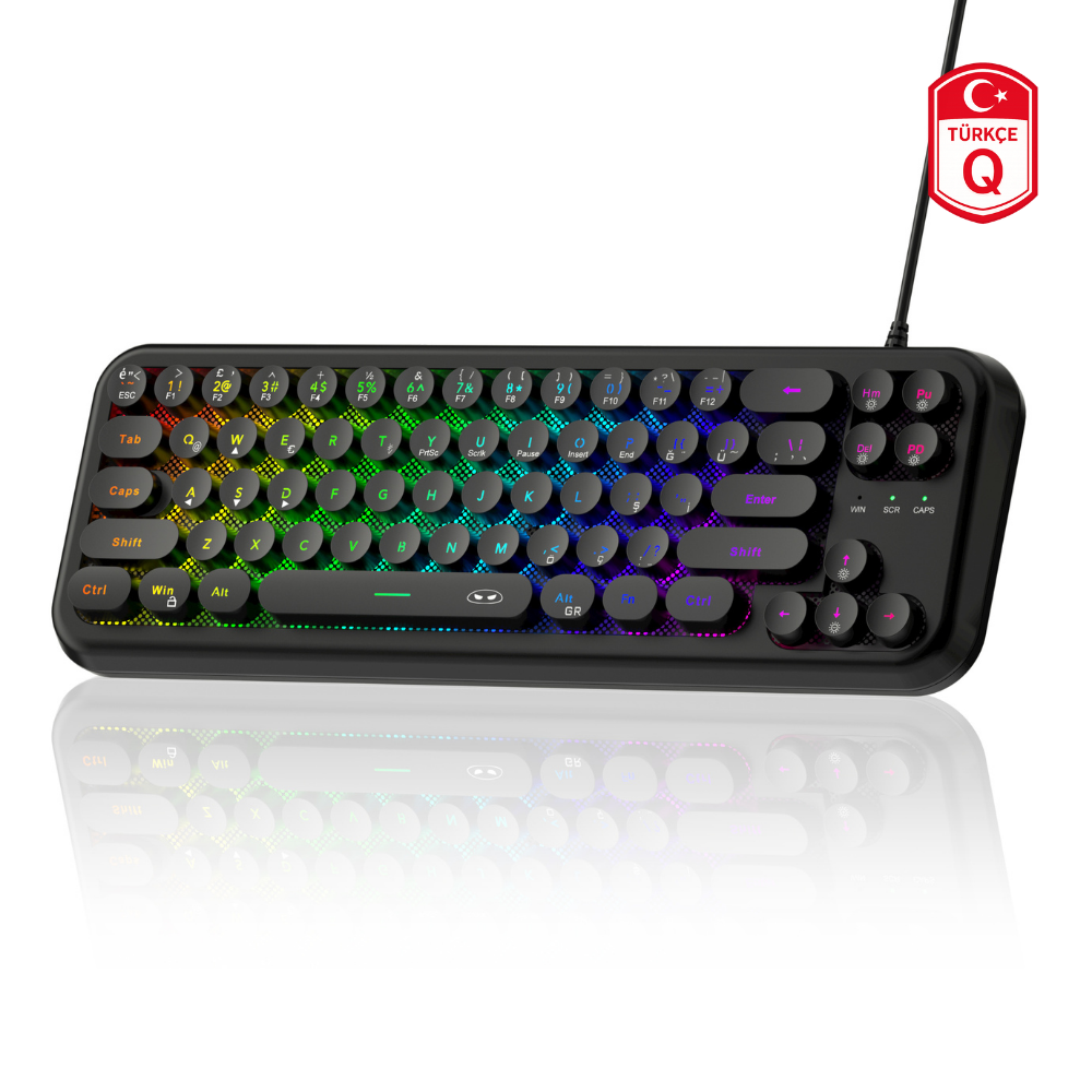  MageGee TS91 Round 61 Tuş RGB Kablolu Membran Türkçe Q Siyah Gaming Klavye