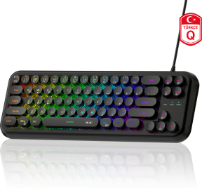  MageGee TS91 Round 61 Tuş RGB Kablolu Membran Türkçe Q Siyah Gaming Klavye