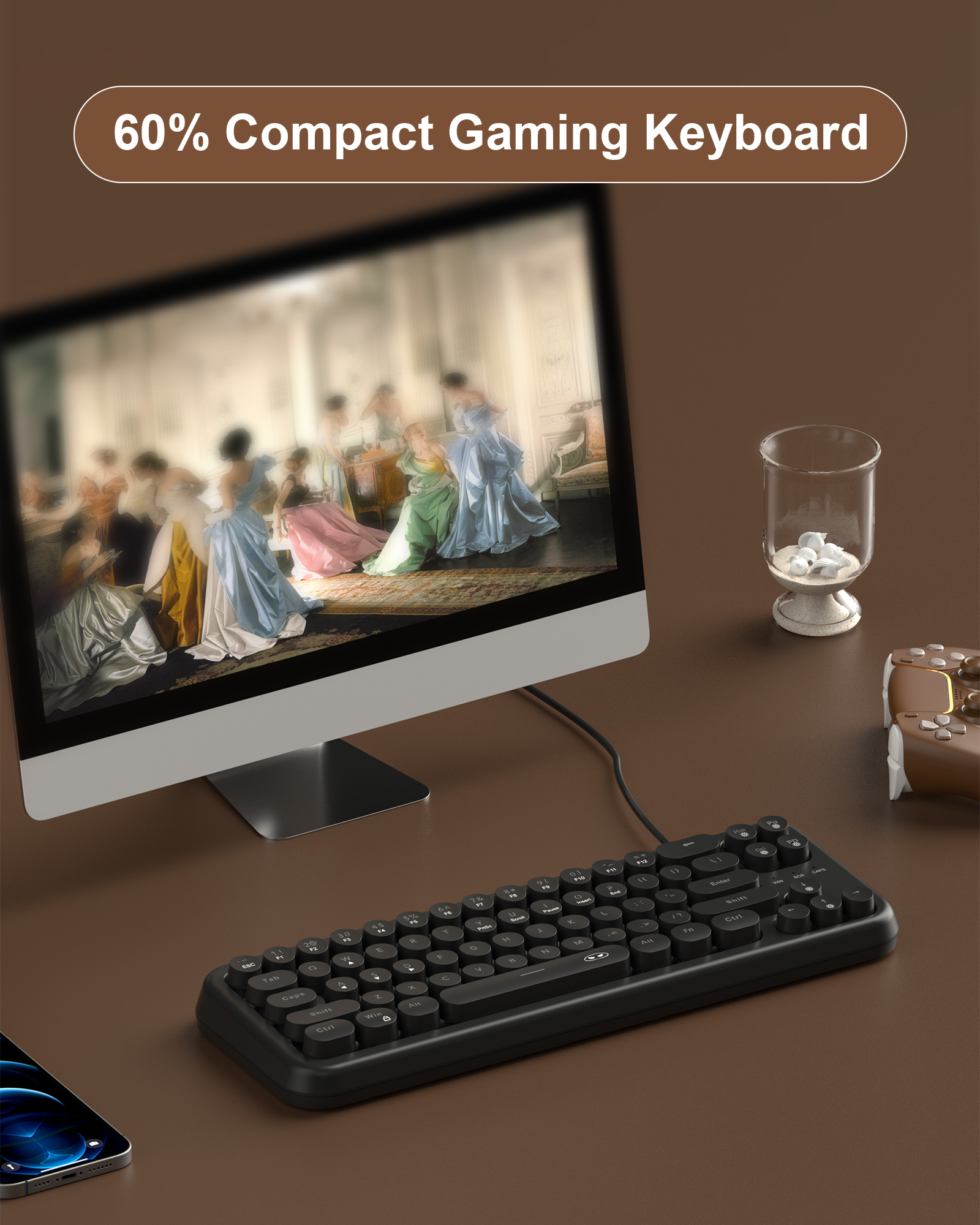  MageGee TS91 Round 61 Tuş RGB Kablolu Membran Türkçe Q Siyah Gaming Klavye