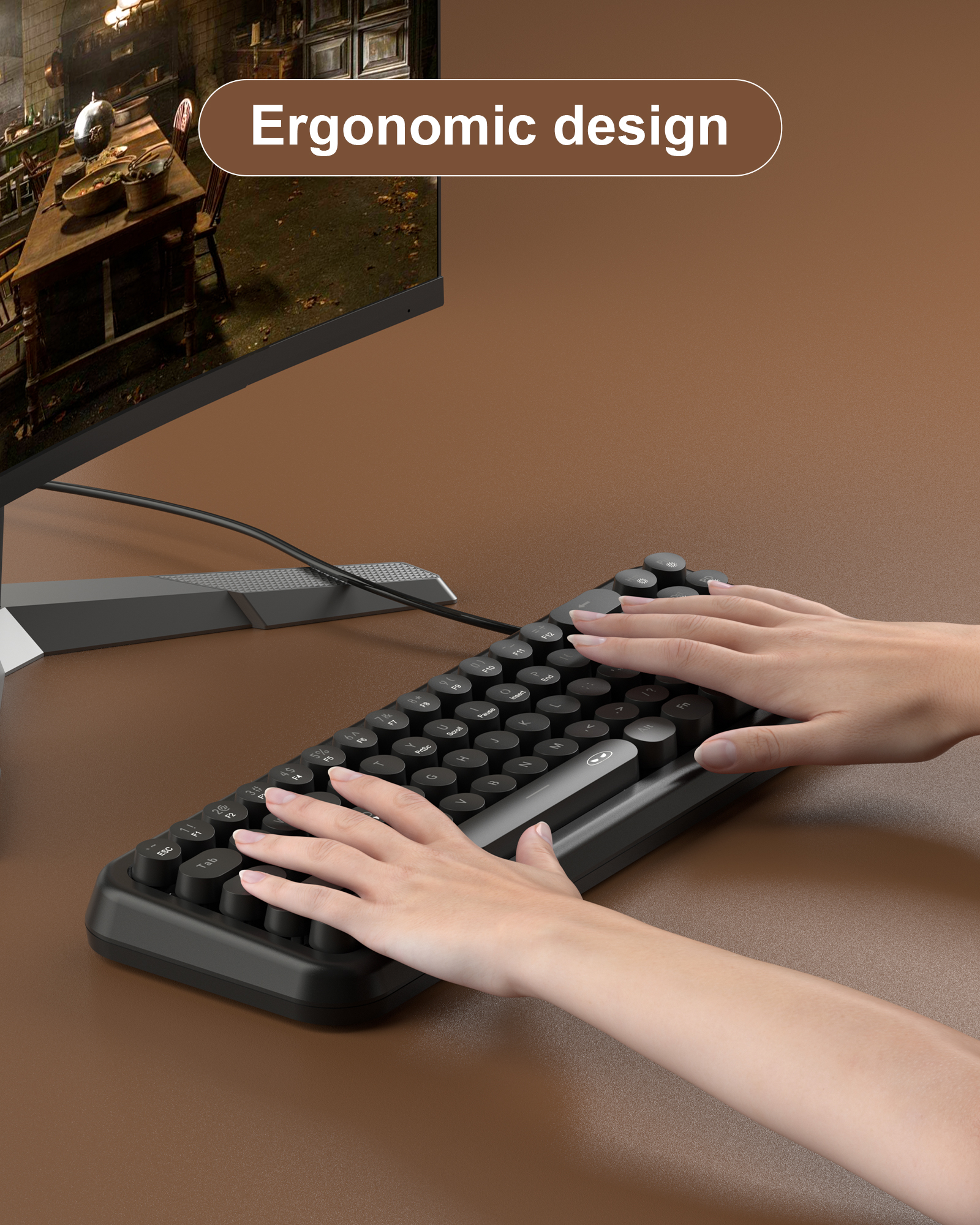  MageGee TS91 Round 61 Tuş RGB Kablolu Membran Türkçe Q Siyah Gaming Klavye