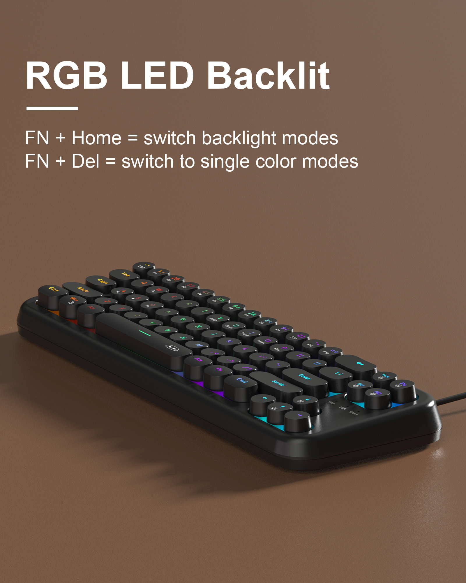  MageGee TS91 Round 61 Tuş RGB Kablolu Membran Türkçe Q Siyah Gaming Klavye