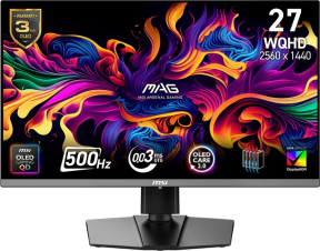 MSI 26.5″ MAG 272QP QD-OLED X50 2560x1440 (WQHD) 16:9 FLAT QD-OLED 500HZ 0.03MS FREESYNC PREMIUM PRO PIVOT GAMING MONITOR