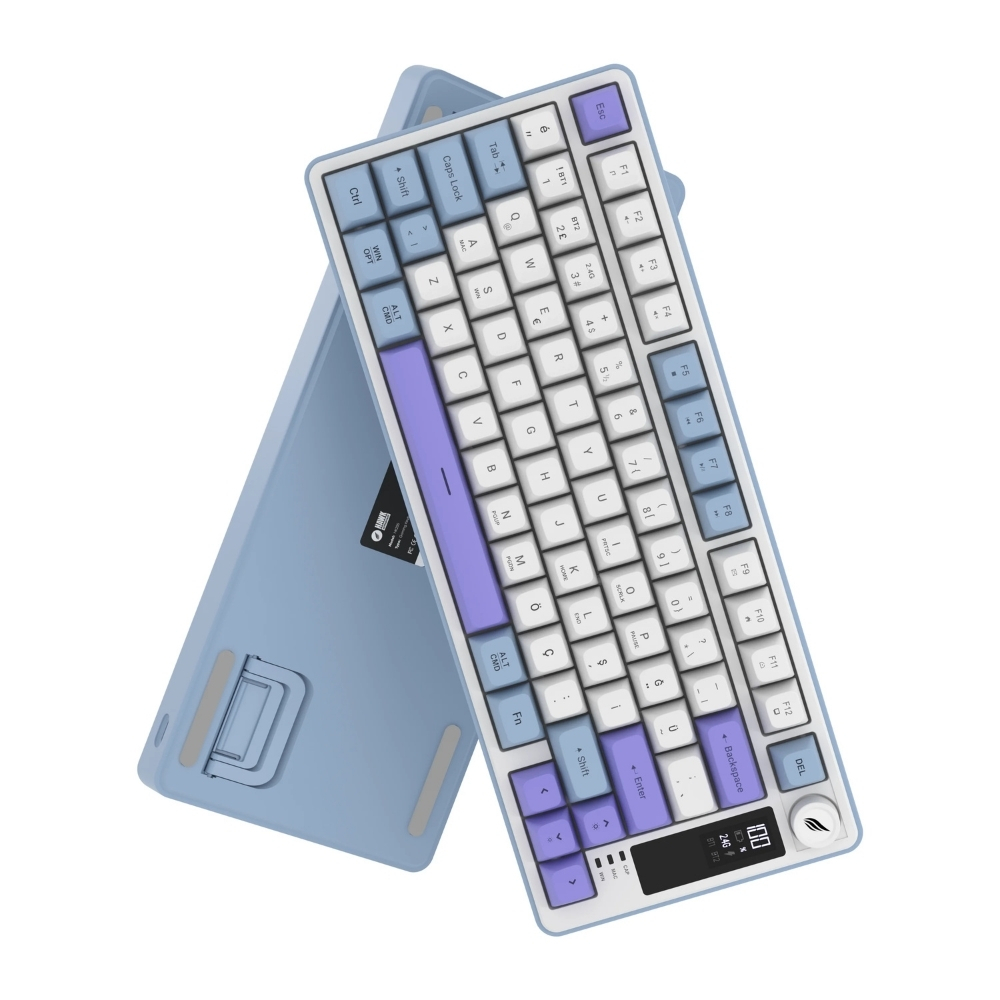 Hawk Gaming HK255BP Membrane LCD RGB Kablosuz/Bluetooth Mavi Mor %75 Türkçe Gaming Klavye