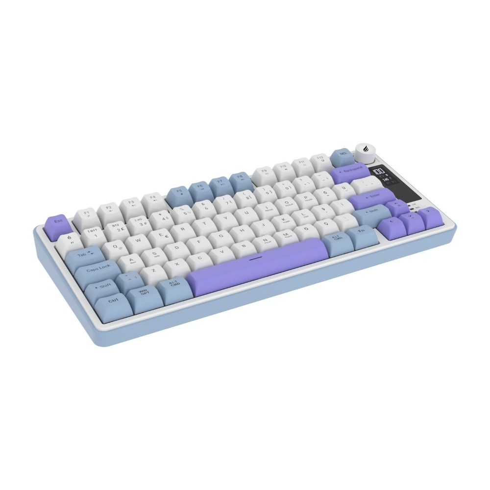 Hawk Gaming HK255BP Membrane LCD RGB Kablosuz/Bluetooth Mavi Mor %75 Türkçe Gaming Klavye