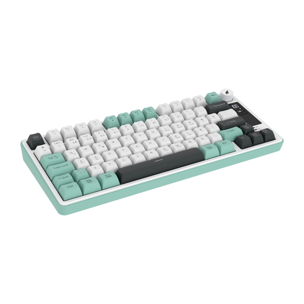 Hawk Gaming HK255WG Membrane LCD RGB Kablosuz/Bluetooth Gri Yeşil %75 Türkçe Gaming Klavye