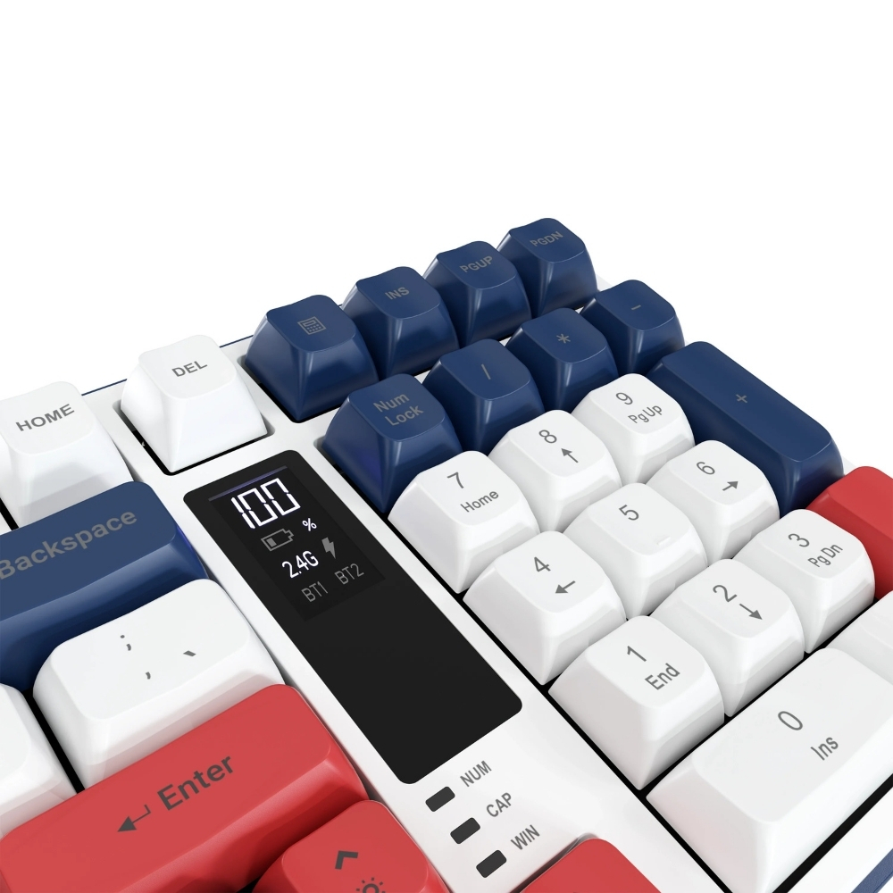 Hawk Gaming HK257 Membrane LCD RGB Kablosuz/Bluetooth Kırmızı Mavi Full Türkçe Gaming Klavye