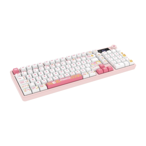 Hawk Gaming HK258WP Membrane LCD RGB Kablosuz/Bluetooth Beyaz Pembe Full Türkçe Gaming Klavye