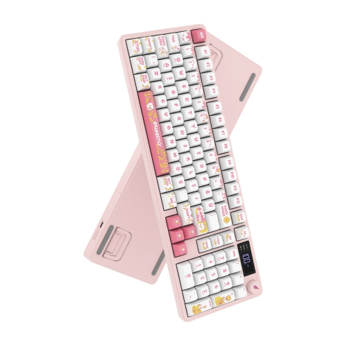 Hawk Gaming HK258WP Membrane LCD RGB Kablosuz/Bluetooth Beyaz Pembe Full Türkçe Gaming Klavye