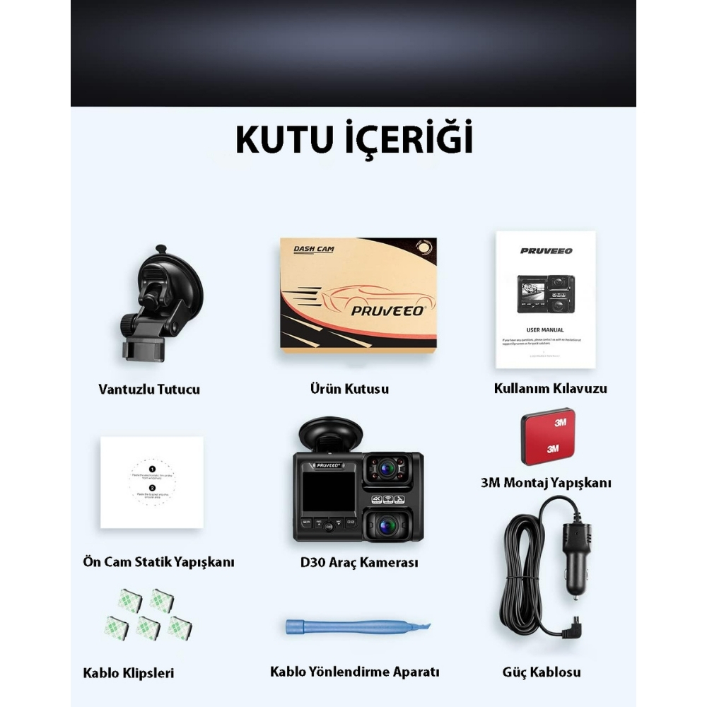 Pruveeo D30 Wi-Fi 4K Araç Kamerası