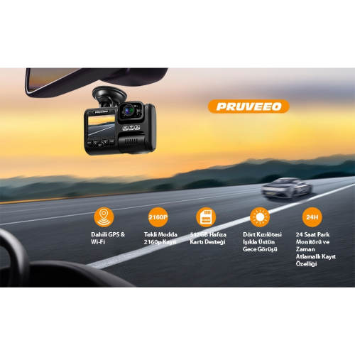 Pruveeo D30 Wi-Fi 4K Araç Kamerası