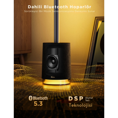 Govee Lyra Dahili BT Hoparlörlü Köşe Lambası PRO-Siyah -H6079312