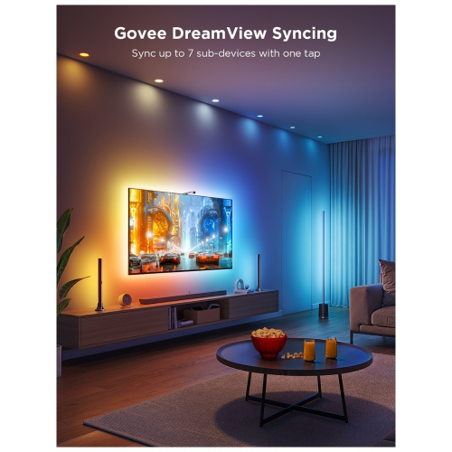 Govee Tv Arkası Led Şerit Aydınlatma + 2`li Aydınlatma Bar + Tv ile Renk Senkronizasyon 55-65 inç Tüm Tv`ler Uyumludur -H605A311