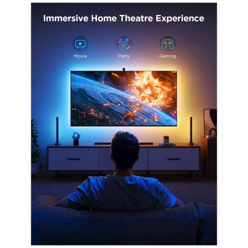 Govee Tv Arkası Led Şerit Aydınlatma + 2`li Aydınlatma Bar + Tv ile Renk Senkronizasyon 55-65 inç Tüm Tv`ler Uyumludur -H605A311