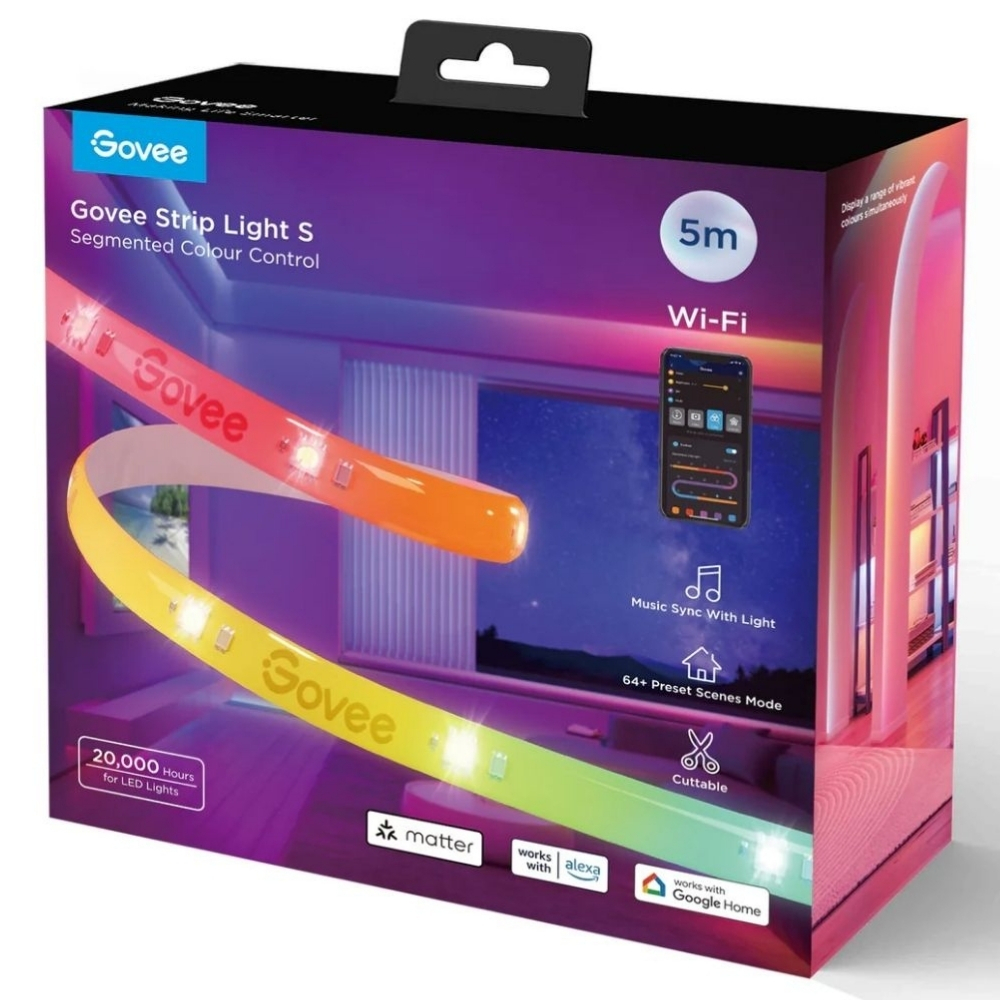 Govee RGBICW Koruyucu Kaplamalı LED Şerit Işık S (5 M) - H612ACD1