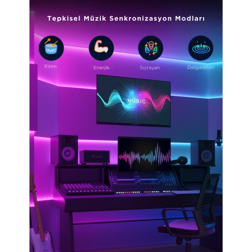 Govee RGBICW Koruyucu Kaplamalı LED Şerit Işık S (5 M) - H612ACD1