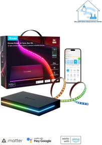 Govee AI 8K Sync Box 2 Sync Box + 2 adet HDMI kablo + LED Şerit 55-65 inç Tüm Tv`ler Uyumludur -H8604C12
