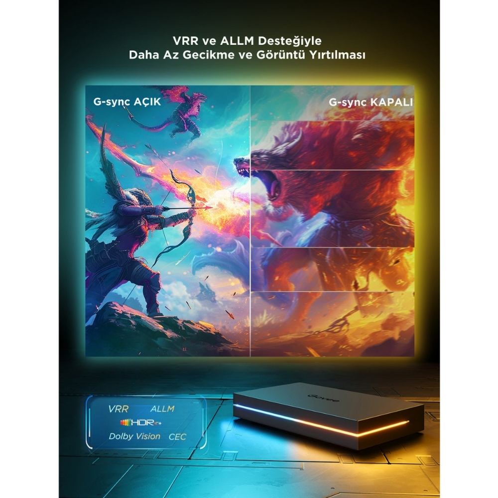 Govee AI 8K Sync Box 2 Sync Box + 2 adet HDMI kablo + LED Şerit 55-65 inç Tüm Tv`ler Uyumludur -H8604C12