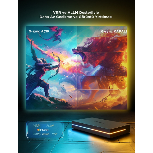 Govee AI 8K Sync Box 2 Sync Box + 2 adet HDMI kablo + LED Şerit 55-65 inç Tüm Tv`ler Uyumludur -H8604C12