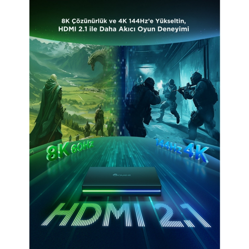 Govee AI 8K Sync Box 2 Sync Box + 2 adet HDMI kablo + LED Şerit 55-65 inç Tüm Tv`ler Uyumludur -H8604C12