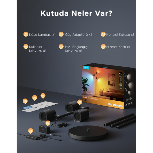 Govee Üçlü Spot Aydınlatma Köşe Lambası-H60B2311