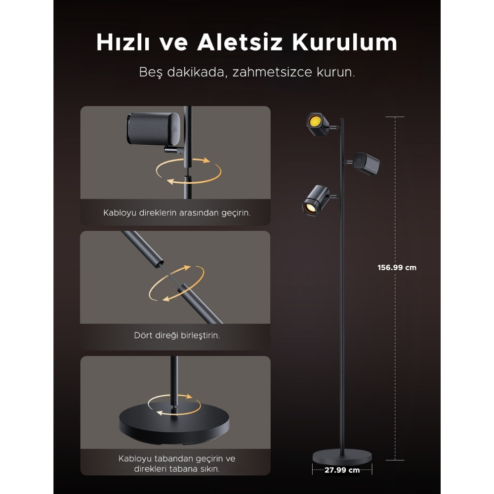 Govee Üçlü Spot Aydınlatma Köşe Lambası-H60B2311