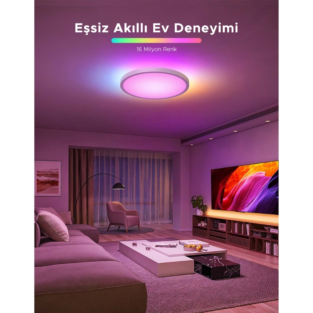 Govee RGBWW + RGBIC Yuvarlak Akıllı Tavan Armatürü 12″