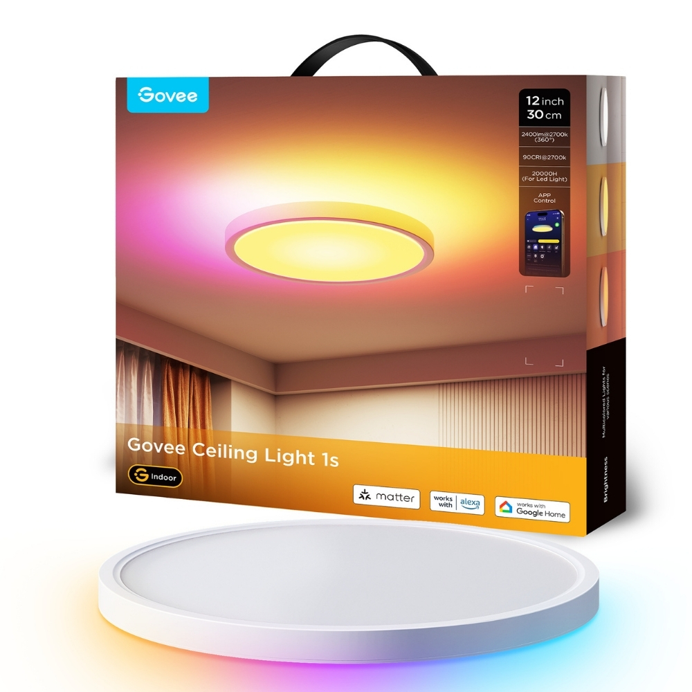 Govee RGBWW + RGBIC Yuvarlak Akıllı Tavan Armatürü 12″