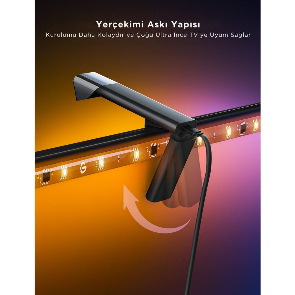 Govee Envisual T3 Lite TV Arkası Led Şerit Renk Senkronizasyonlu Ambiyans Aydınlatma 40-50 inç TV`ler ile Uyumlu -H60973D1