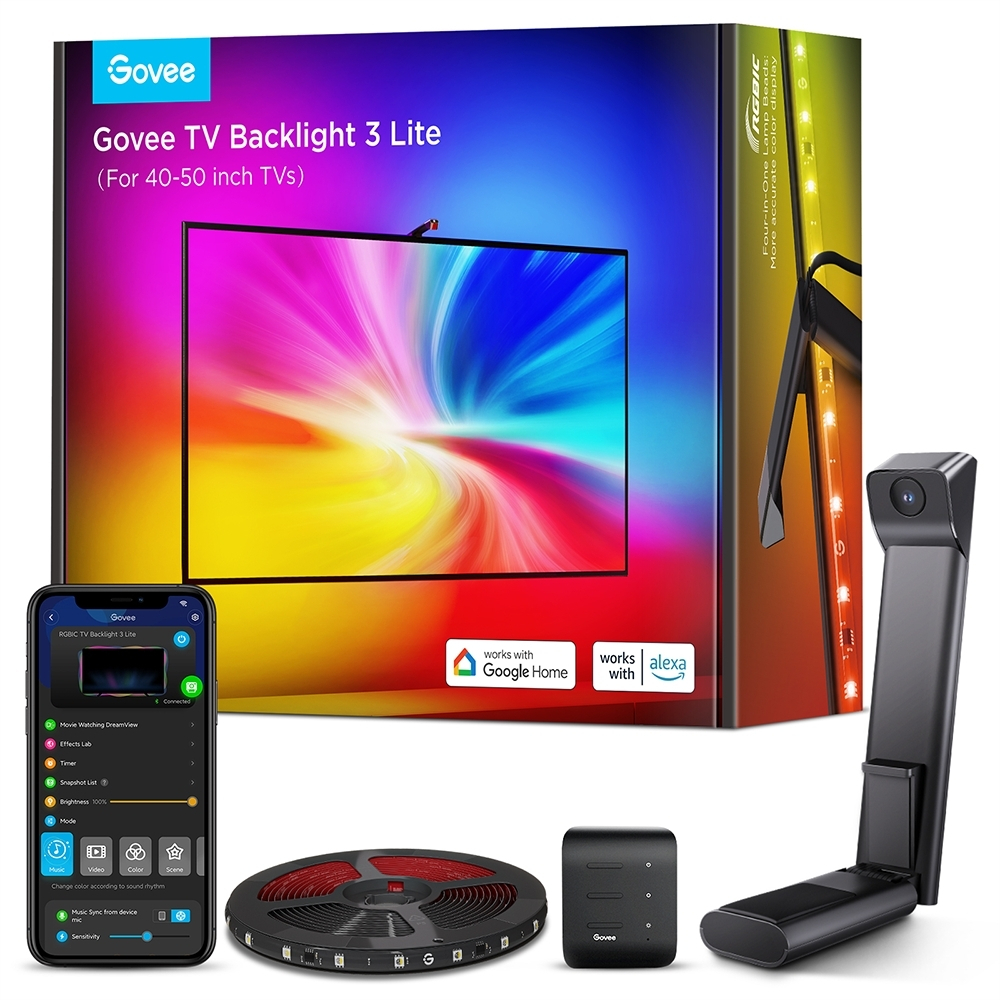 Govee Envisual T3 Lite TV Arkası Led Şerit Renk Senkronizasyonlu Ambiyans Aydınlatma 40-50 inç TV`ler ile Uyumlu -H60973D1