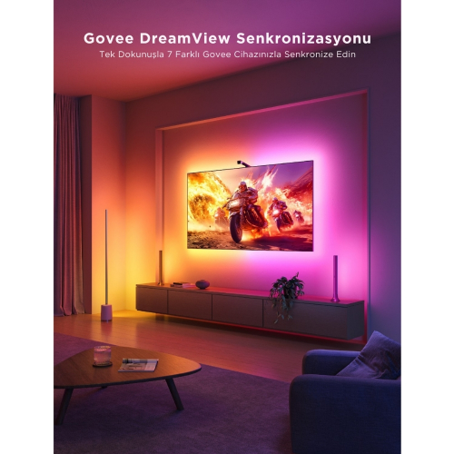 Govee Envisual T3 Lite TV Arkası Led Şerit Renk Senkronizasyonlu Ambiyans Aydınlatma 40-50 inç TV`ler ile Uyumlu -H60973D1