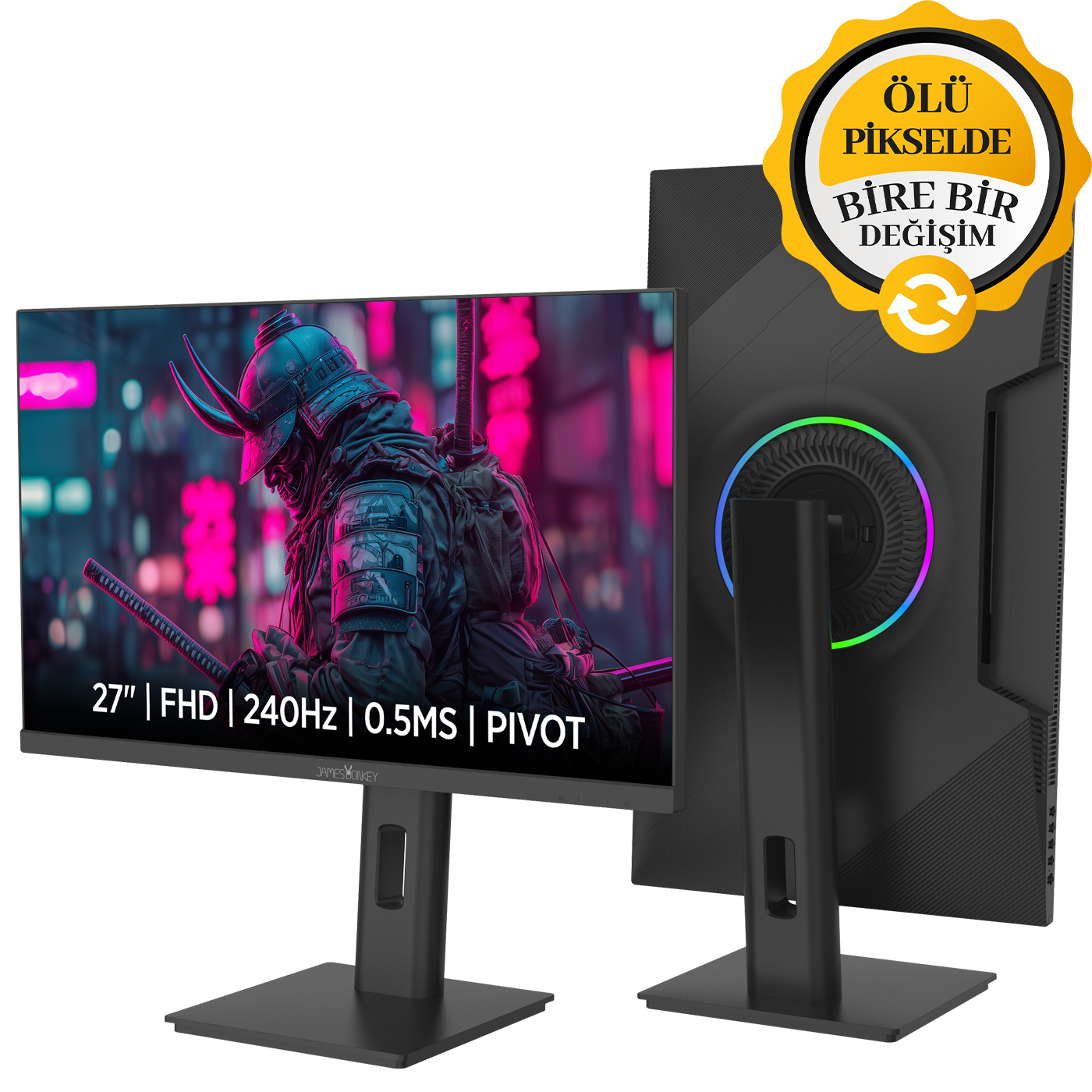 James Donkey Arven A70 27″ 240Hz 0.5Ms FHD VA Panel Gaming RGB Pivot Monitör (Ölü Pikselde Anında Değişim)