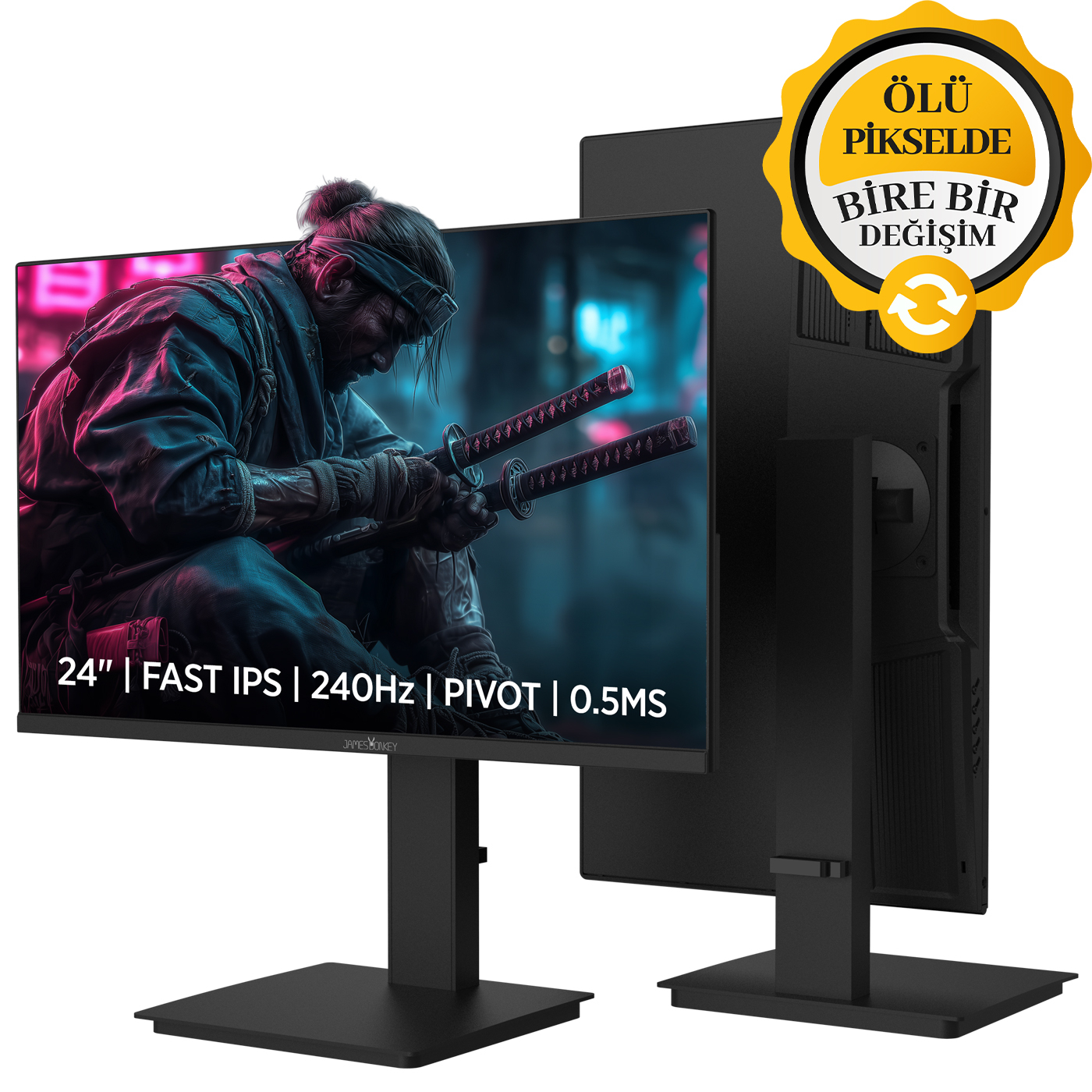 James Donkey Ravel R45 24″ 240Hz 0.5Ms Fast IPS FHD Pivot Gaming Monitör (Ölü Pikselde Anında Değişim)
