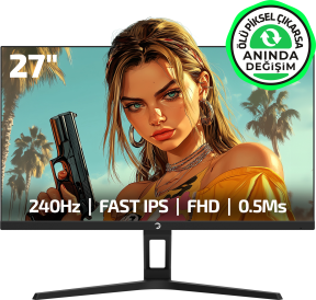 GamePower Kaze T20 27″ 240Hz 0.5ms FHD Fast IPS 2x2W Speaker Gaming Monitör (Ölü Pikselde Anında Değişim)