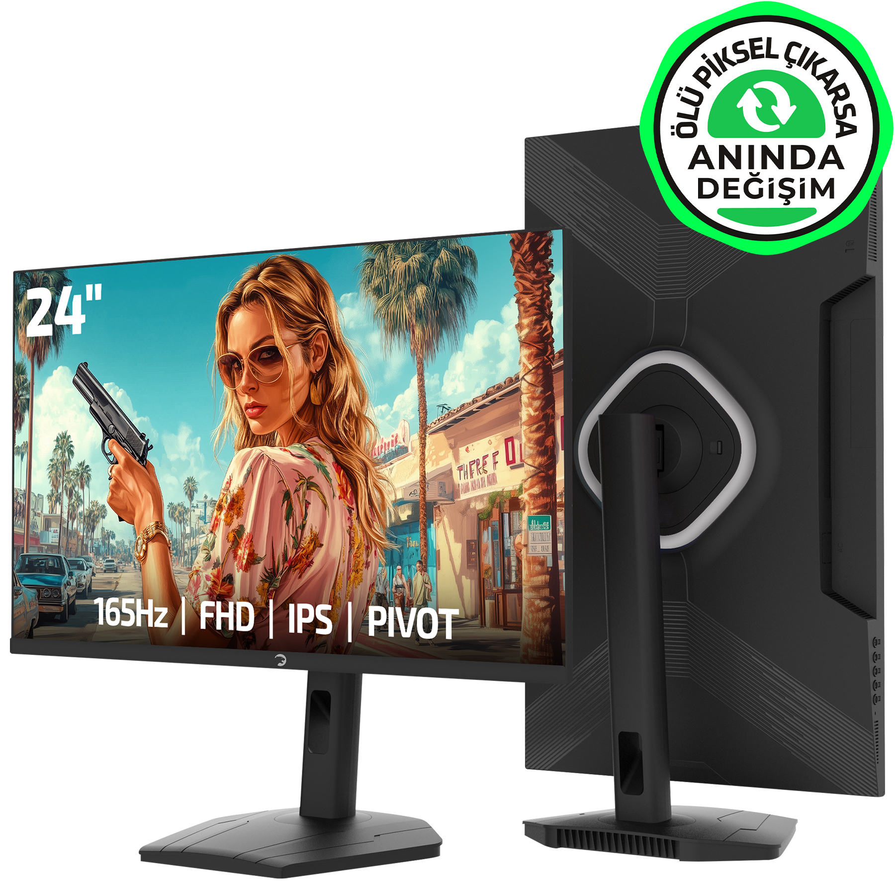 GamePower Lunis L10 24″ 165Hz 1Ms IPS FHD Pivot Gaming Monitör (Ölü Pikselde Anında Değişim)