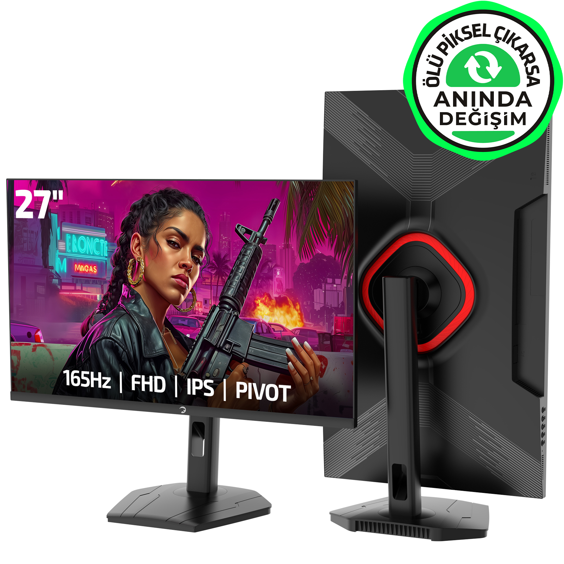 GamePower Lunis L30 27″ 165Hz 1Ms IPS FHD Pivot Gaming Monitör (Ölü Pikselde Anında Değişim)