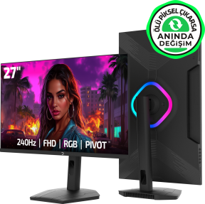 GamePower Lunis L50 27″ 240Hz 0.5Ms VA FHD RGB Pivot Gaming Monitör (Ölü Pikselde Anında Değişim)