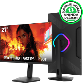 GamePower Lunis L60 27″ 280Hz 0.5Ms Fast IPS FHD RGB Pivot Gaming Monitör (Ölü Pikselde Anında Değişim)