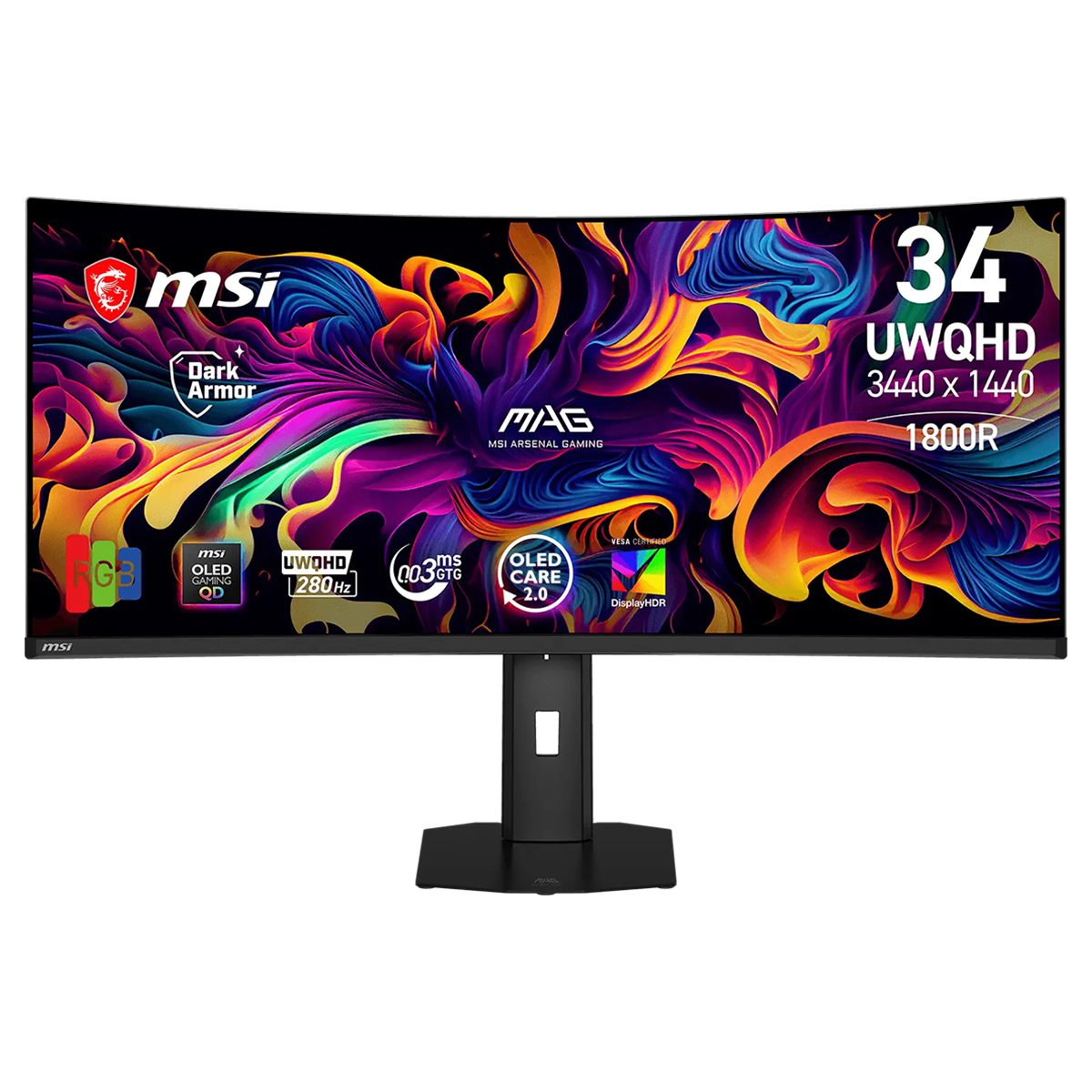 MSI MAG 341CQP QD-OLED X28 34″ 280Hz 0.03ms UWQHD Adaptive Sync Kavisli Pivot Gaming Monitör