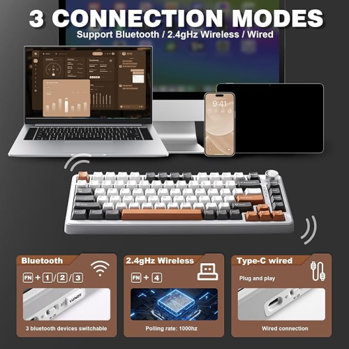 YUNZII B75 Pro Mekanik Klavye Gri Milk Switch