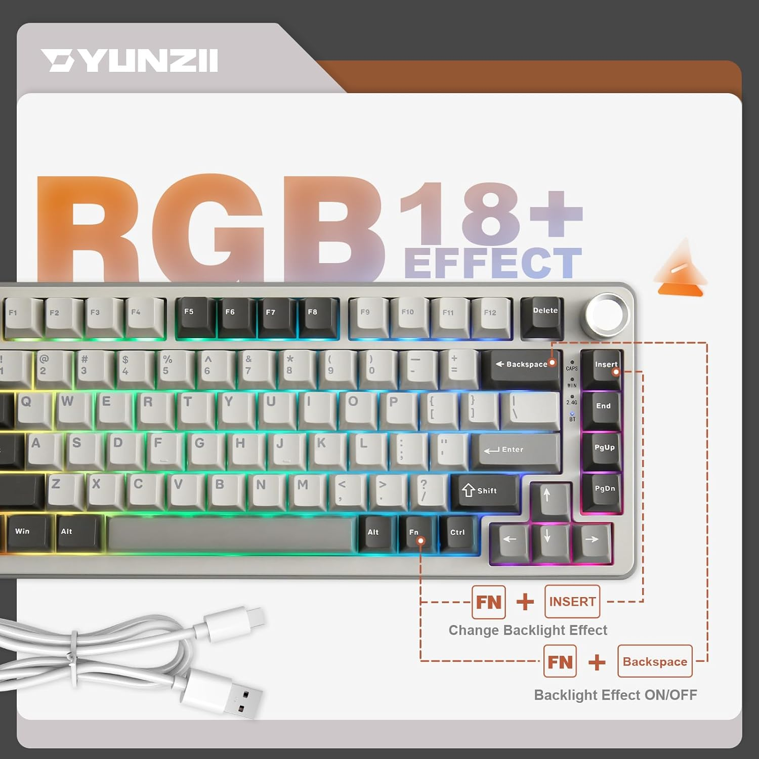YUNZII B75 Pro Mekanik Klavye Gri Milk Switch