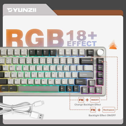 YUNZII B75 Pro Mekanik Klavye Gri Milk Switch