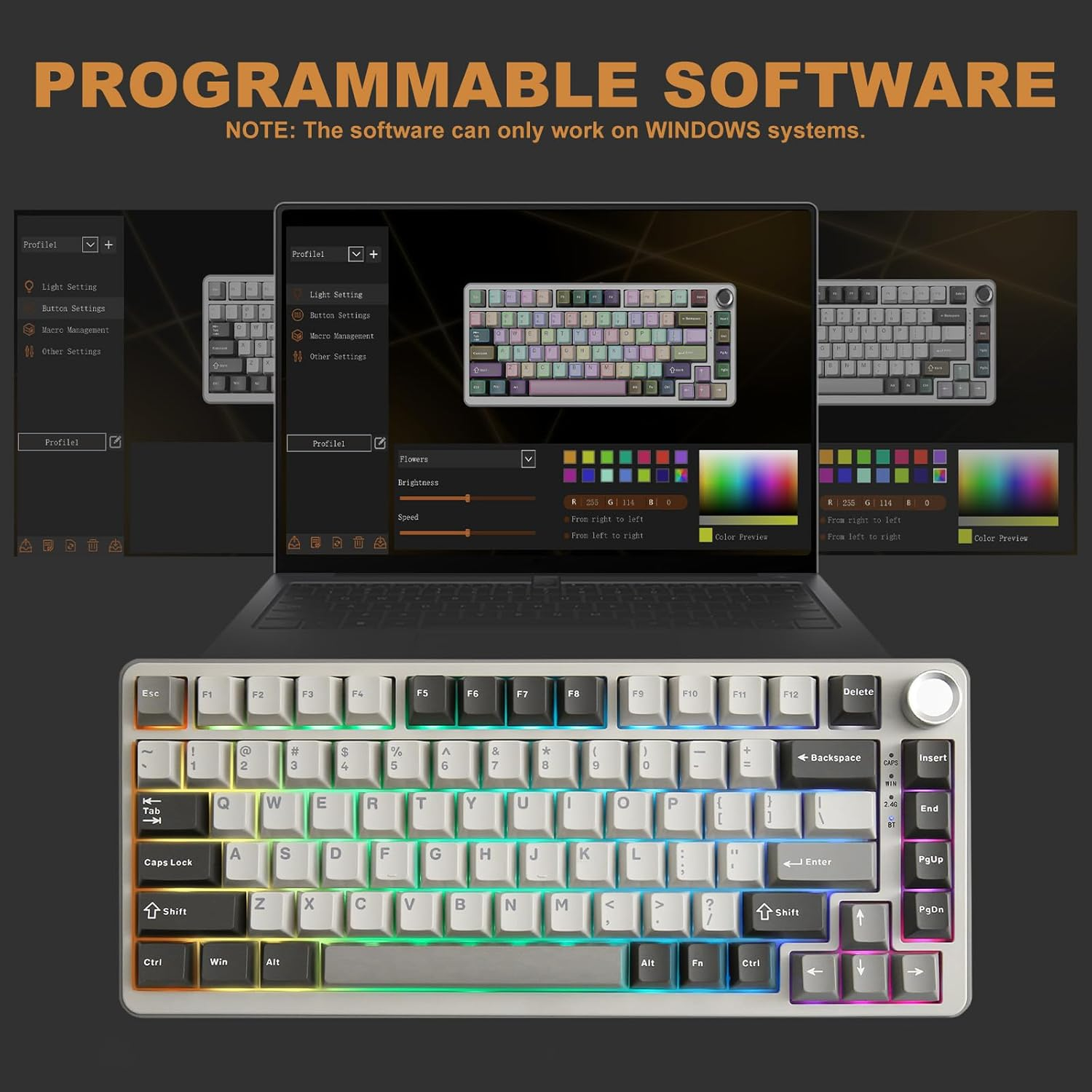 YUNZII B75 Pro Mekanik Klavye Gri Milk Switch