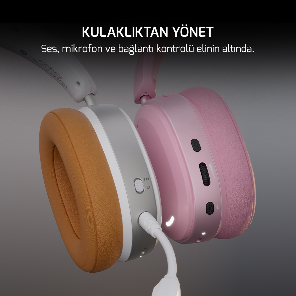 GamePower Ultima Wireless 7.1 Surround 2000 mAh Pembe Gaming (Oyuncu) Kulaklık