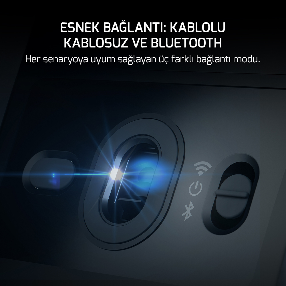 GamePower Kodex 24.000DPI Triple Mode (Kablolu/Bluetooth/2.4G) Siyah Gaming Mouse